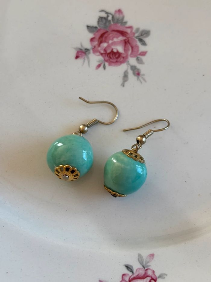 Boucles d’oreilles perles céramique - photo numéro 2