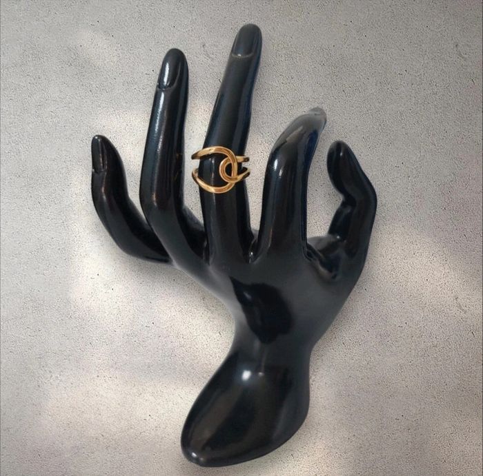 Bague entrelacée acier inoxydable dorée ajustable - photo numéro 3