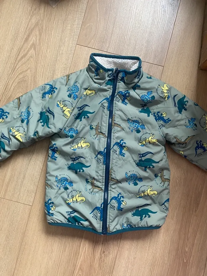 Manteau d’hiver imperméable et fourré motif dinosaure