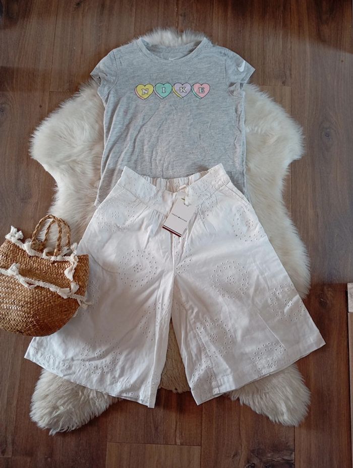 Neuf 💗 pantacourt évasé tommy Hilfiger 6 ans + t-shirt Nike en cadeau