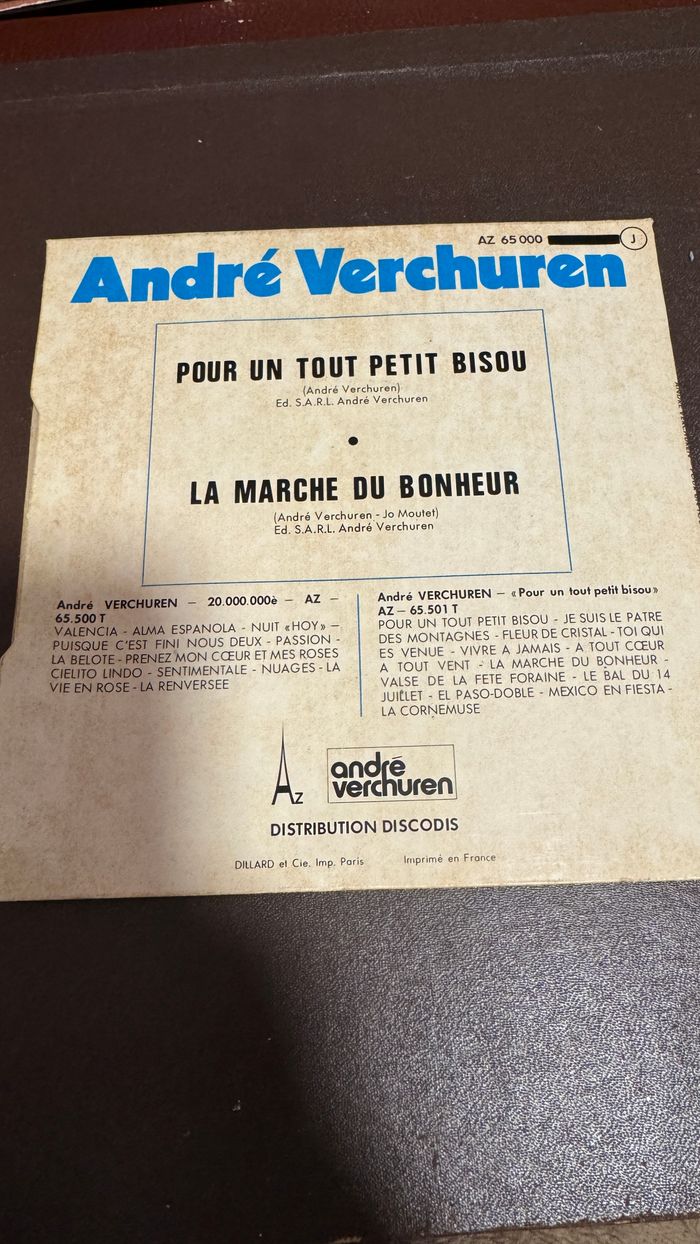 Vinyle 45 Tours, André Verchuren – Pour Un Tout Petit Bisou - photo numéro 2