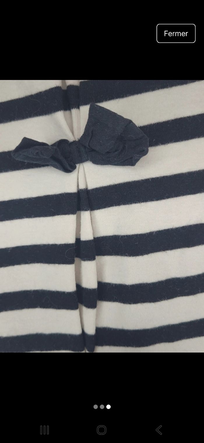 Tee-shirt rayé noir et beige nœud dans le dos - photo numéro 3