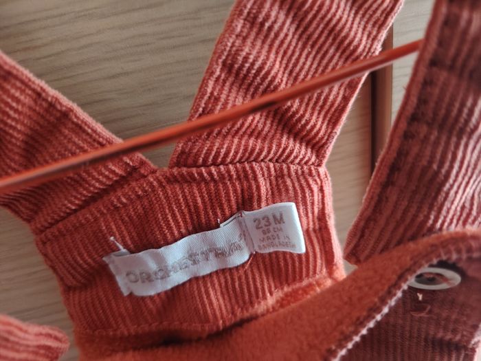 Salopette, Orchestra, 23 mois, velours côtelé orange, bride 2 positions, poche devant - photo numéro 4