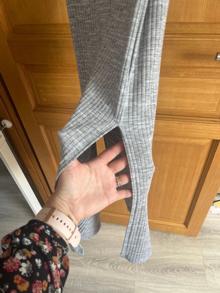 Robe longue côtelée moulante gris chiné XS - photo numéro 3