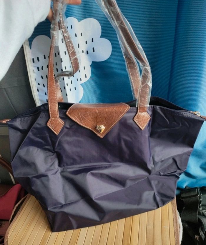 Grand sac à main étanche, pliable violet - photo numéro 2