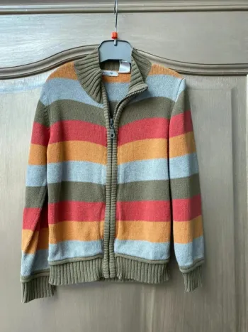 Gilet garçon vert rouge et moutarde la redoute