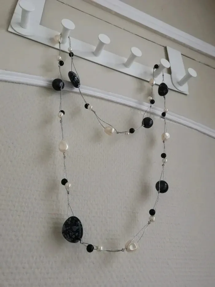 Collier perles et fil pailleté 121cm - photo numéro 3