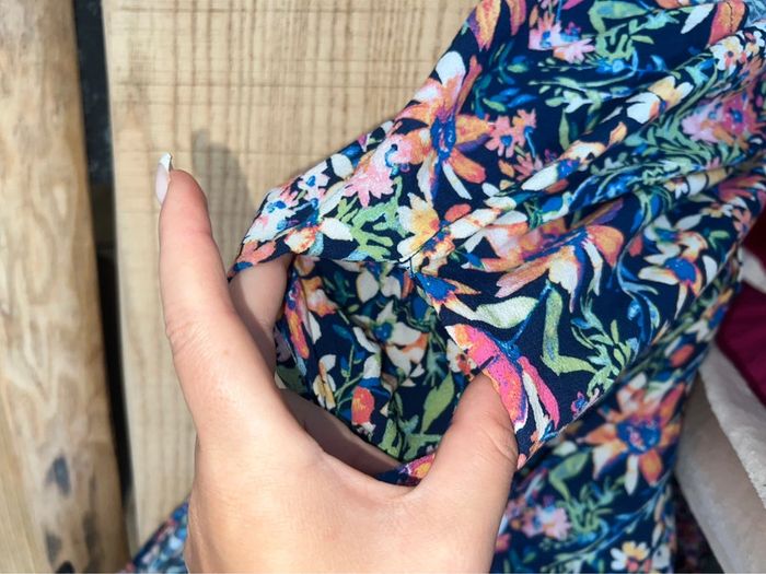 Salopette combinaison short taille L 40 camaïeu à fleurs tropicale fluide été - photo numéro 4