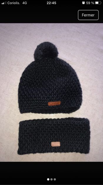 Bonnet + bandeau gris foncé