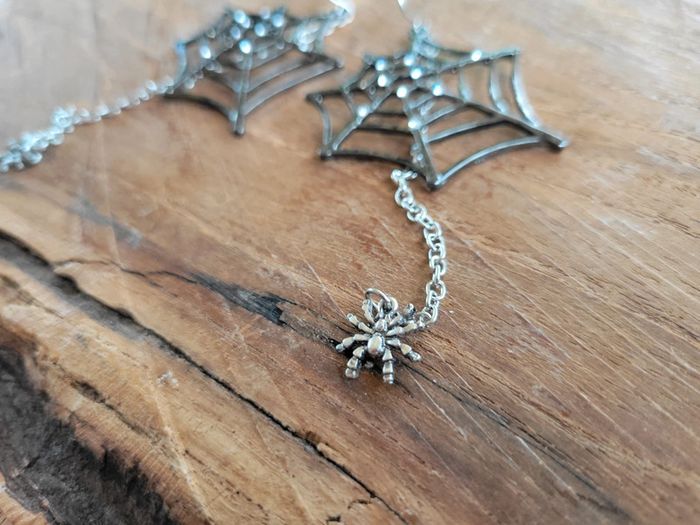 Boucles d'oreilles fantaisies toile d'araignée et sa toile - photo numéro 4