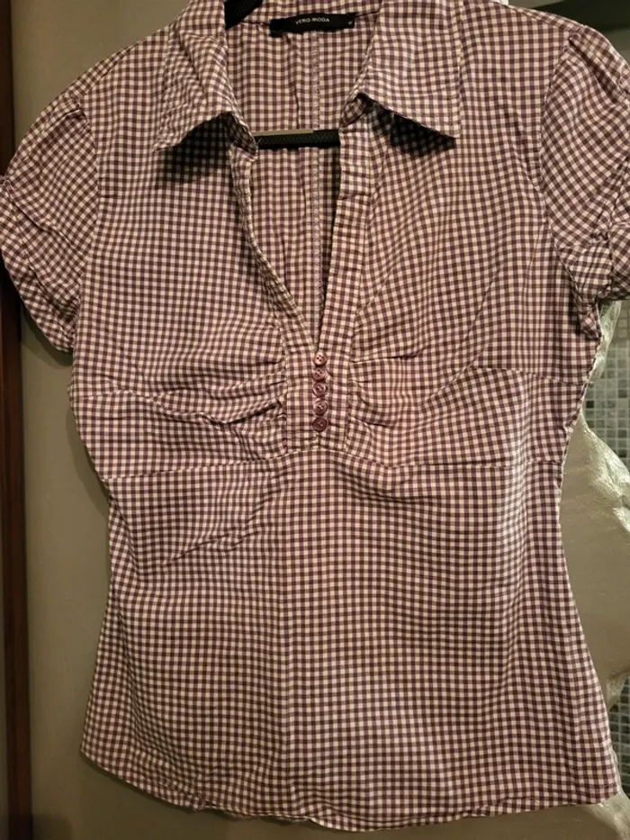 Chemisier à carreaux Vera Moda- Style Vichy (Taille M)