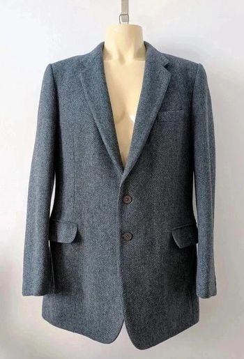 Veste bleue en laine tweed - Saint Michael - made in the UK - taille L