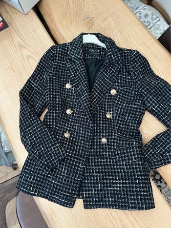 Veste blazer tweed taille S 36 H & F hiver gris noir