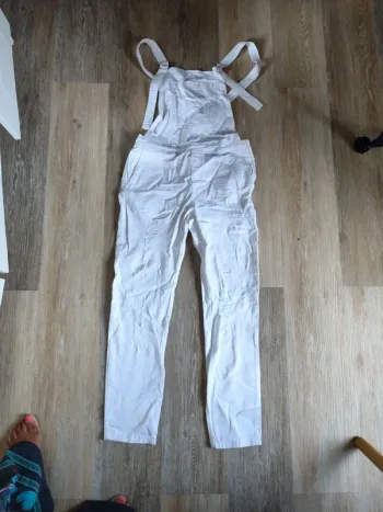 Salopette denim stretch blanc Stradivarius 34 neuve