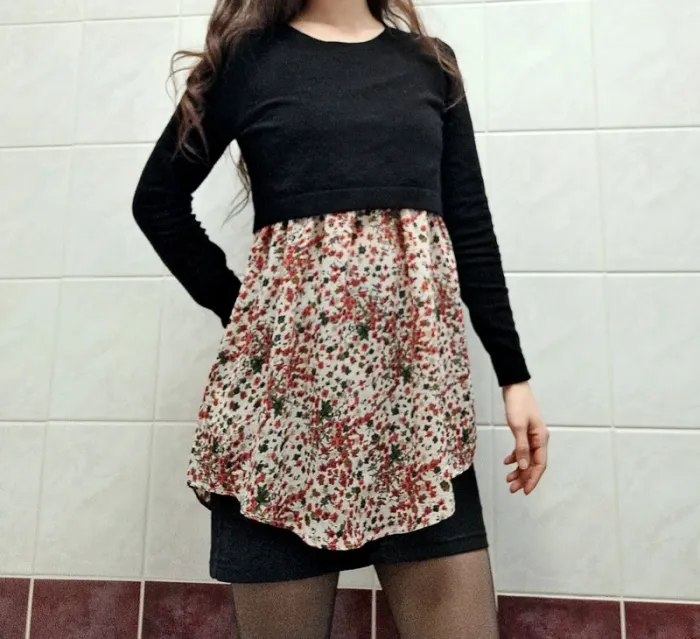Blouse pull tunique - BPC - taille XS - fleuri