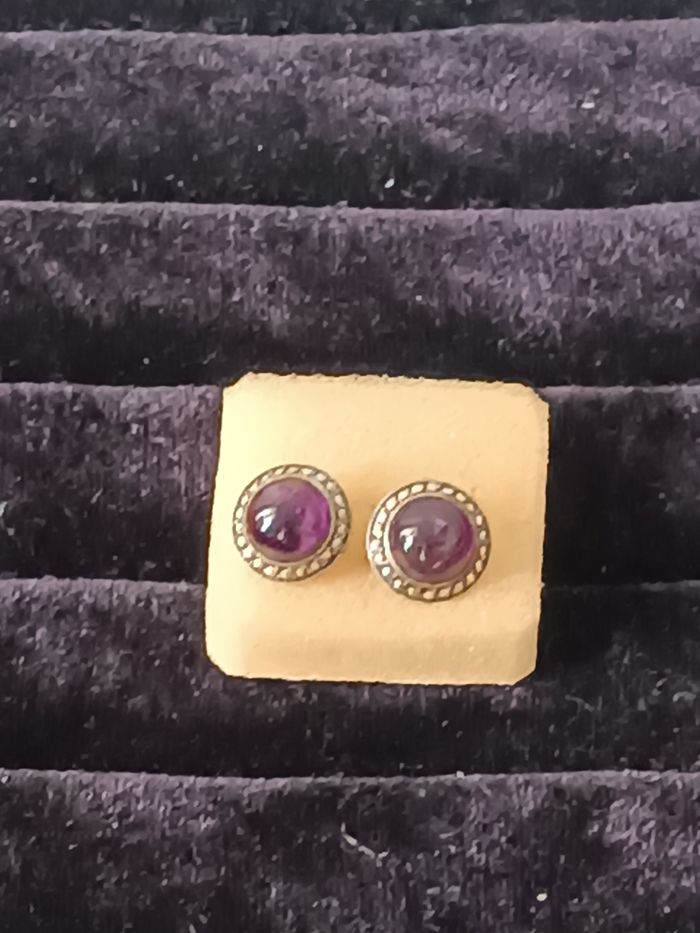 Boucles d'oreilles argent améthyste - photo numéro 2