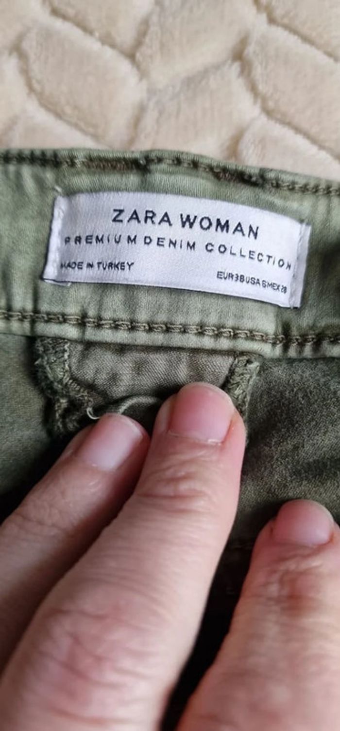 Pantalon skinny à poches Zara kaki taille M ou 38 en lyocell - photo numéro 3