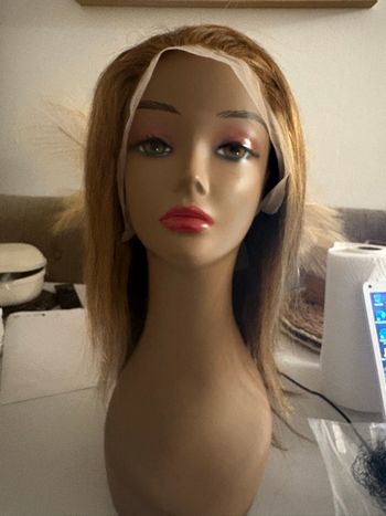 Perruque naturelle couleur miel – 12 pouces – 200 % de densité – Lace 13×4