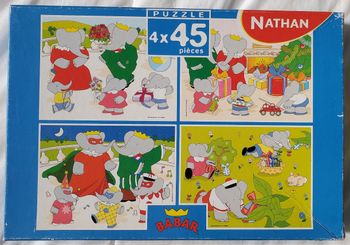 4 minis puzzles Babar 4x45 pièces 