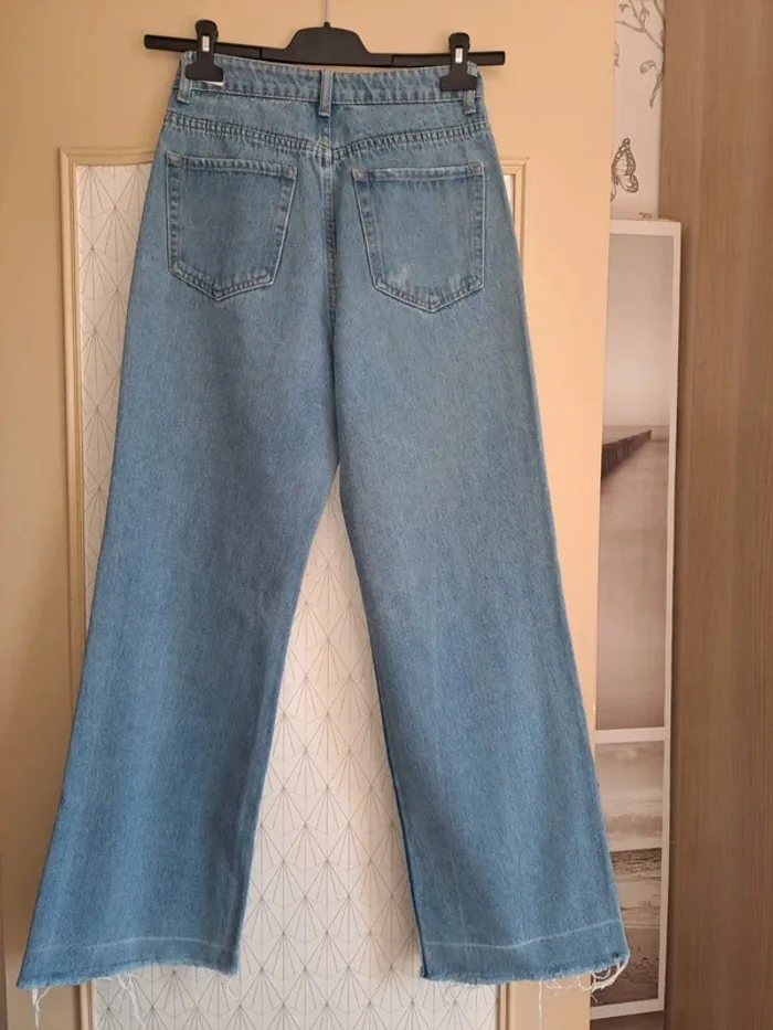 Jean femme jambes larges SHein S tbe ourlets défaits rarement porté - photo numéro 4
