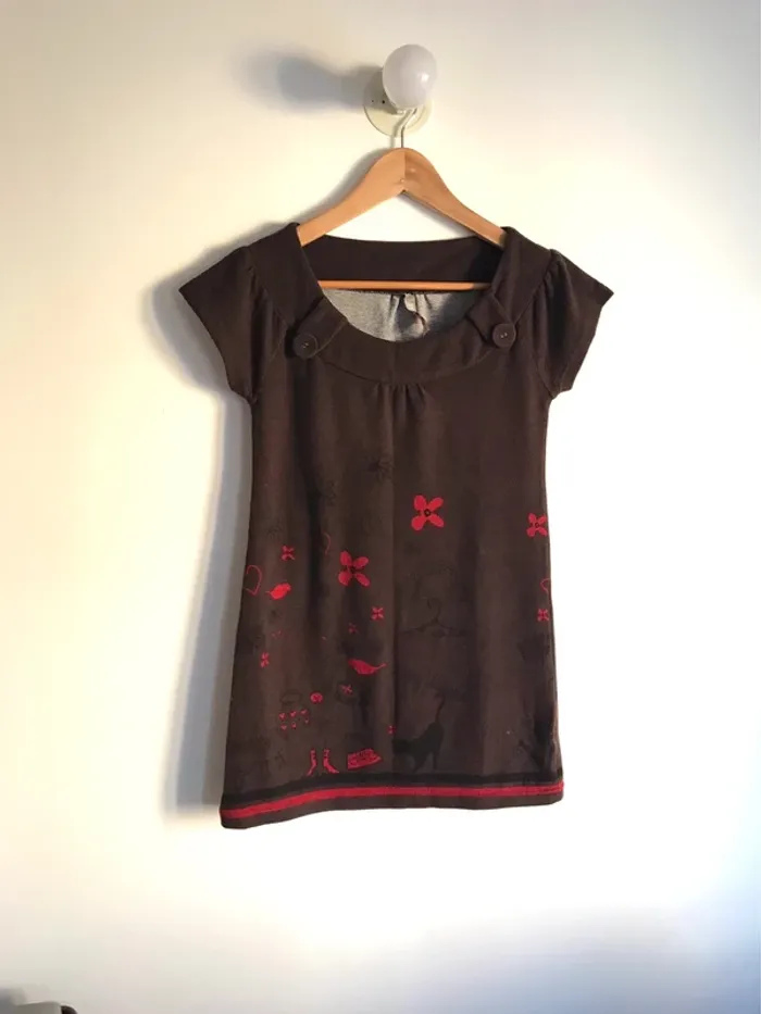 Robe pull 12 ans toute douce imprimée fleurie
