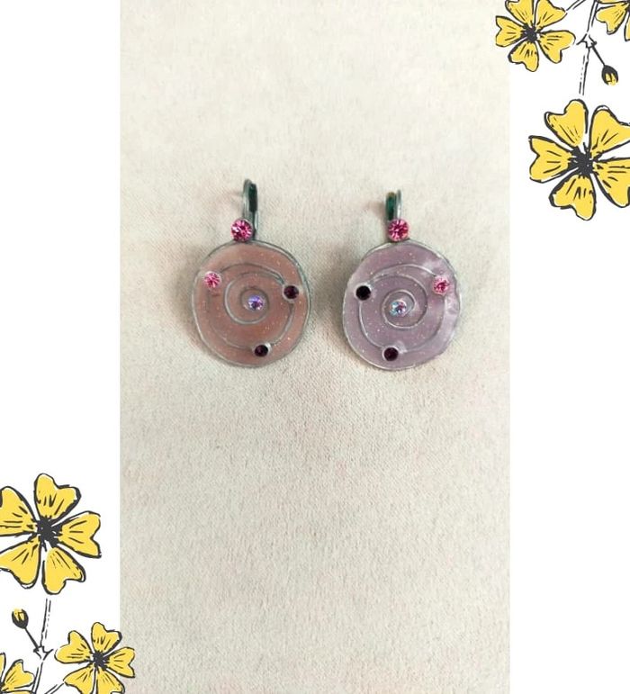 Boucles d’oreilles rondes à spirale rose pailleté – Collection Reflets de Lavande - photo numéro 6