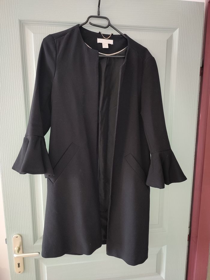 Blazer/veste tailleur longue manches 3/4 volantées