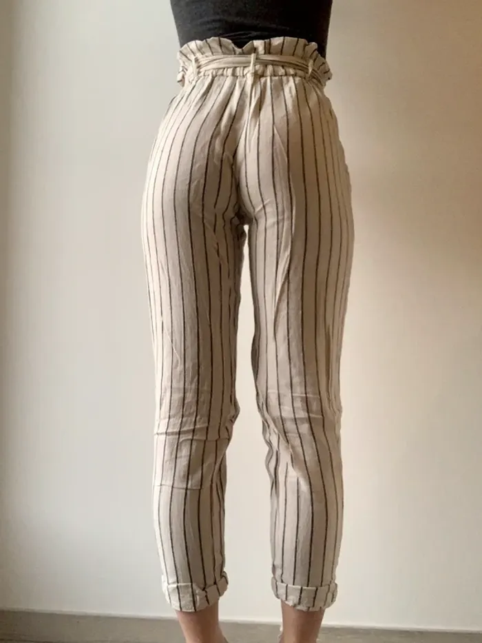 Pantalon ample rayé beige Springfield - photo numéro 2