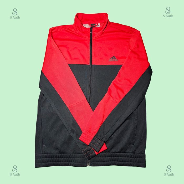 Veste de survêtement Adidas rouge et noire – 13-14 ans (164 cm) logo 3 bandes – sport junior - photo numéro 3
