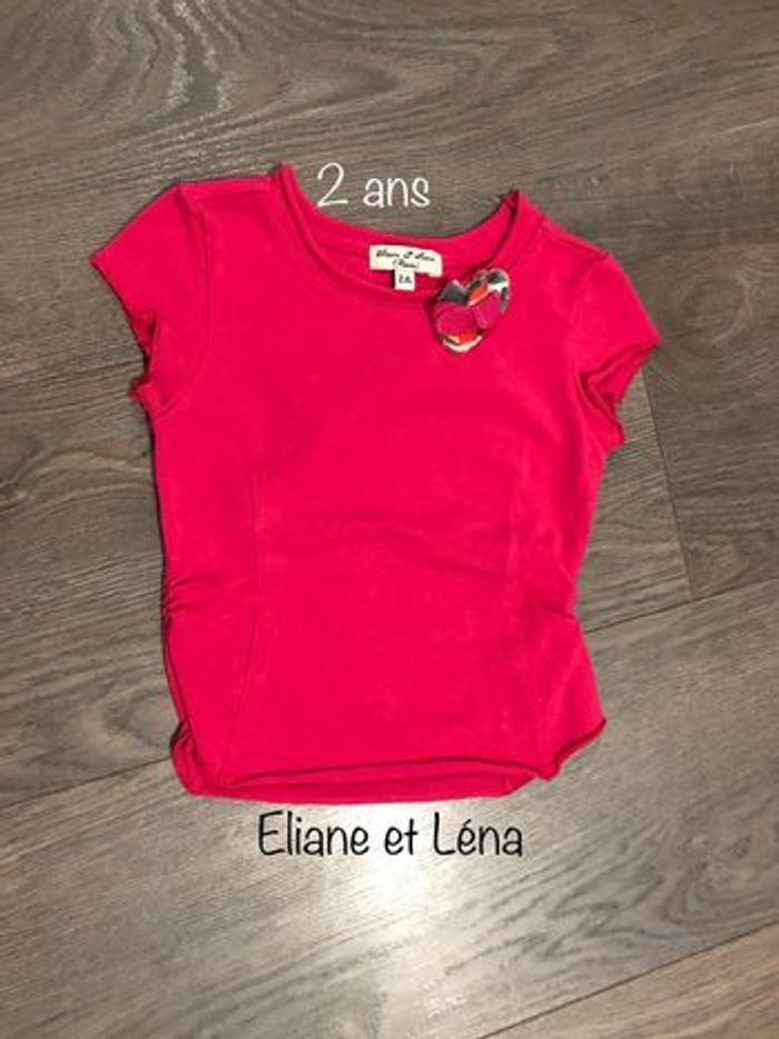 Tee-shirt rose Eliane et Léna F2a