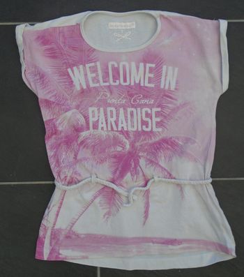 Joli tee-shirt rose et blanc fille 7 ans (119-125 cm)