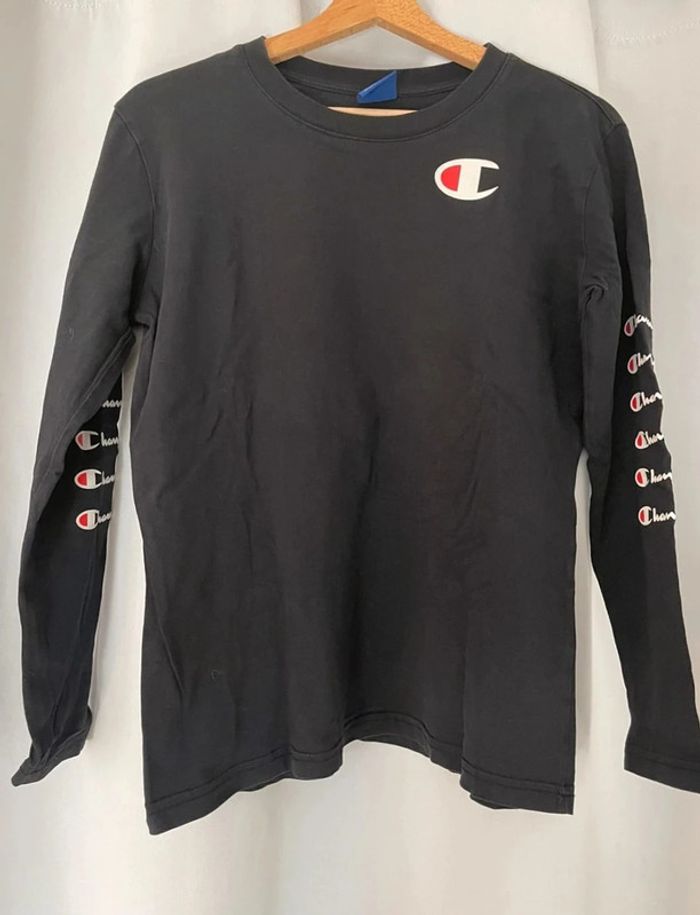 t shirt manche longue champion noire - photo numéro 2
