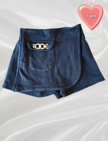 Jupe short bleu marine fille 7 ans