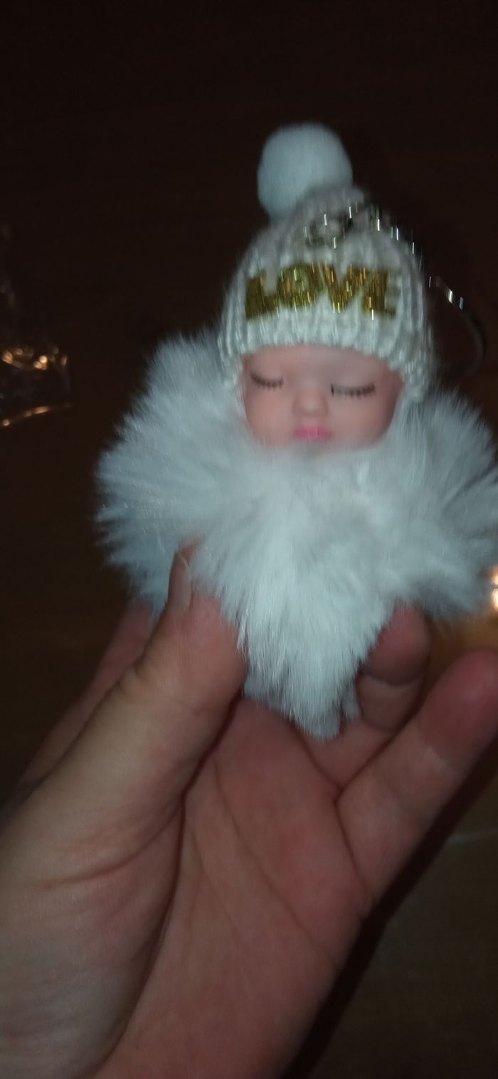 porte clé tête bébé plastique dure fausse fourrure - photo numéro 3