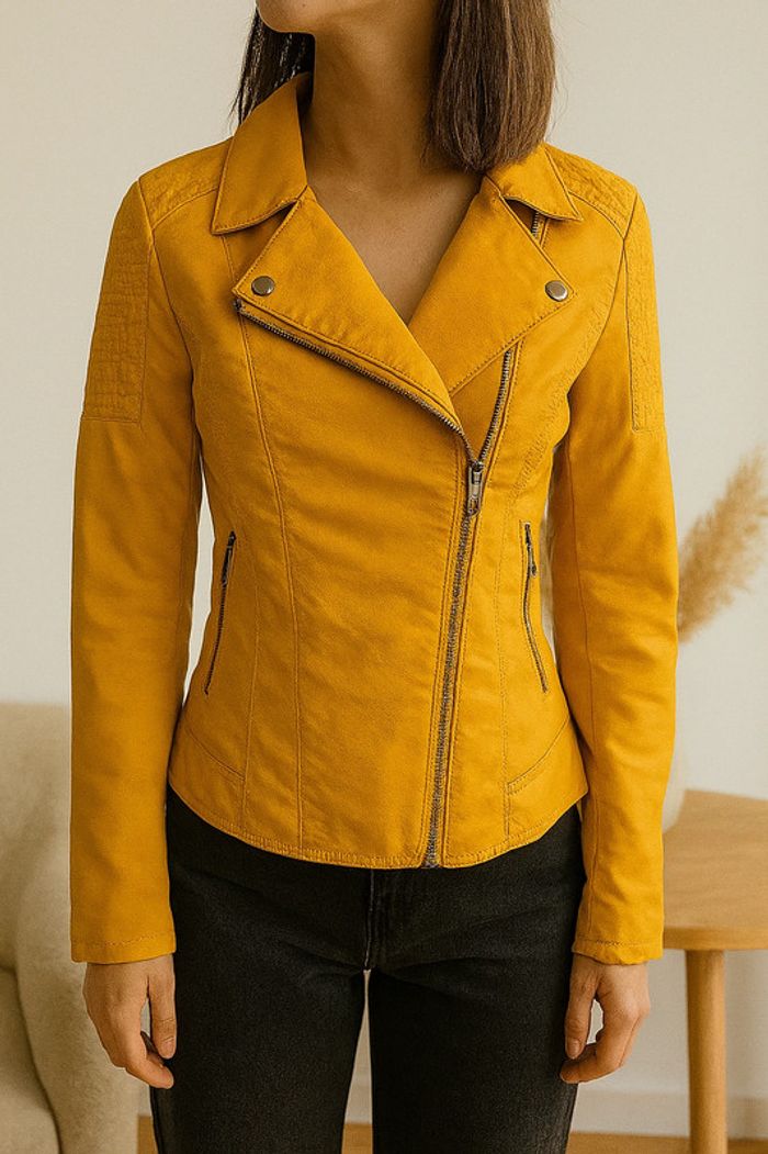 Veste effet cuir moutarde Only – Taille 36 🔥