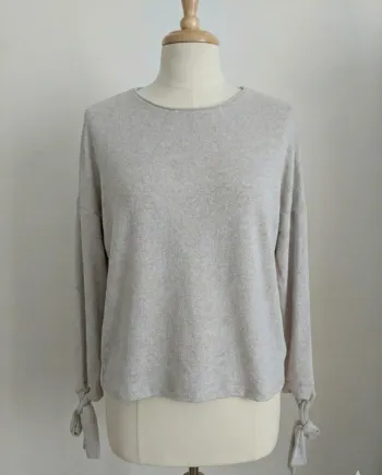 Top beige chiné manches nouées – Mango Basics – Taille S