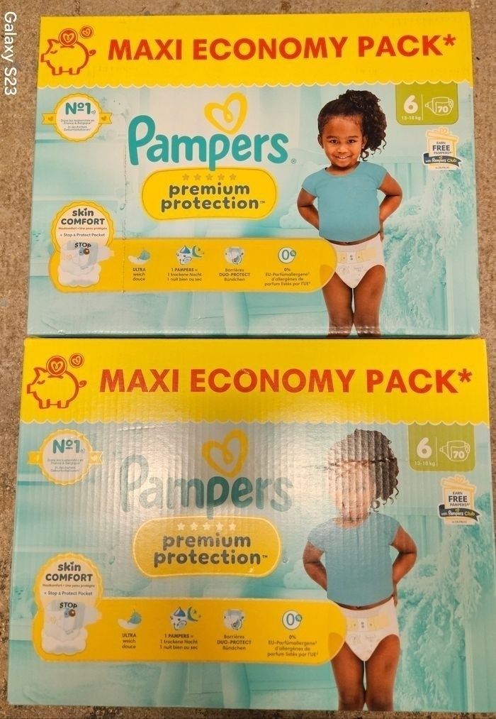 2 cartons de couches pampers premium taille 6