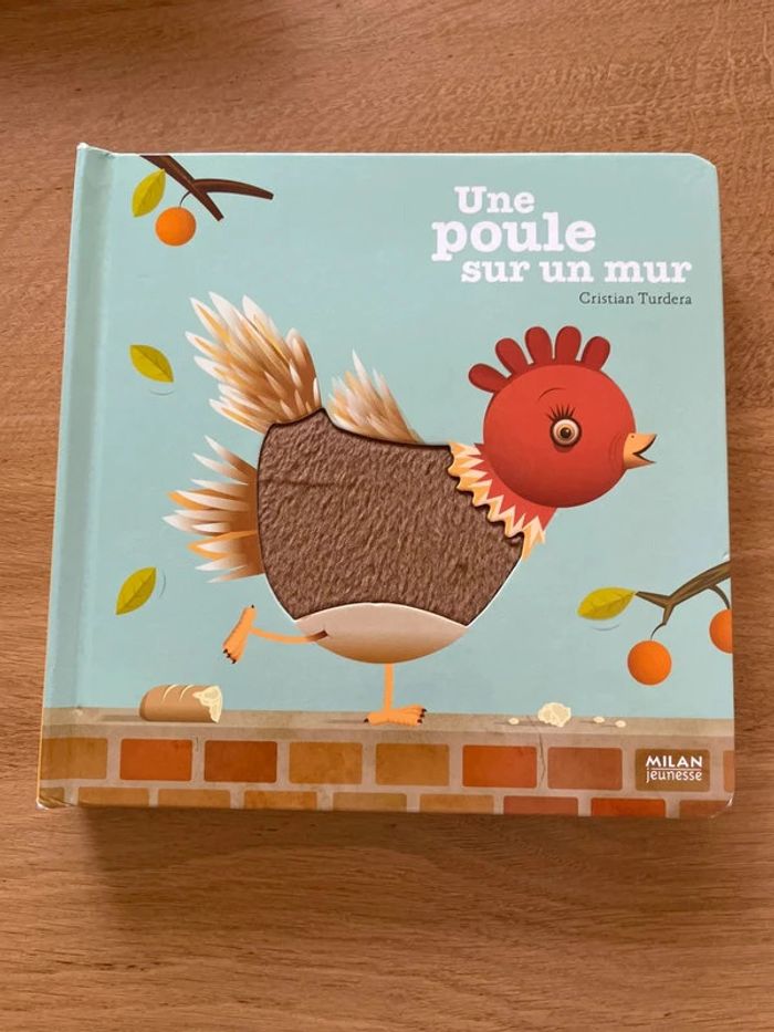 Une poule sur un mur histoire à toucher