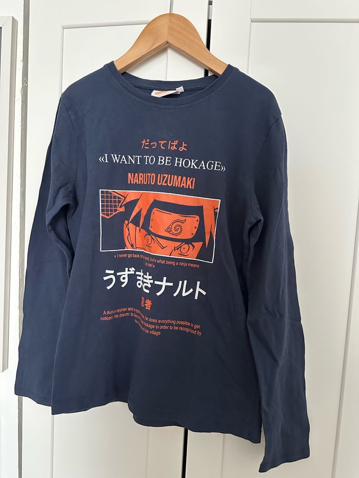 T-shirt manches longues naruto shippuden taille 12 ans très bon état Marine/orange