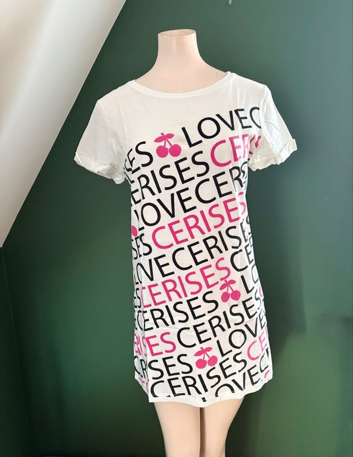 👚 Tunique femme Le Temps des Cerises – taille S – blanche imprimée – TBE - photo numéro 1