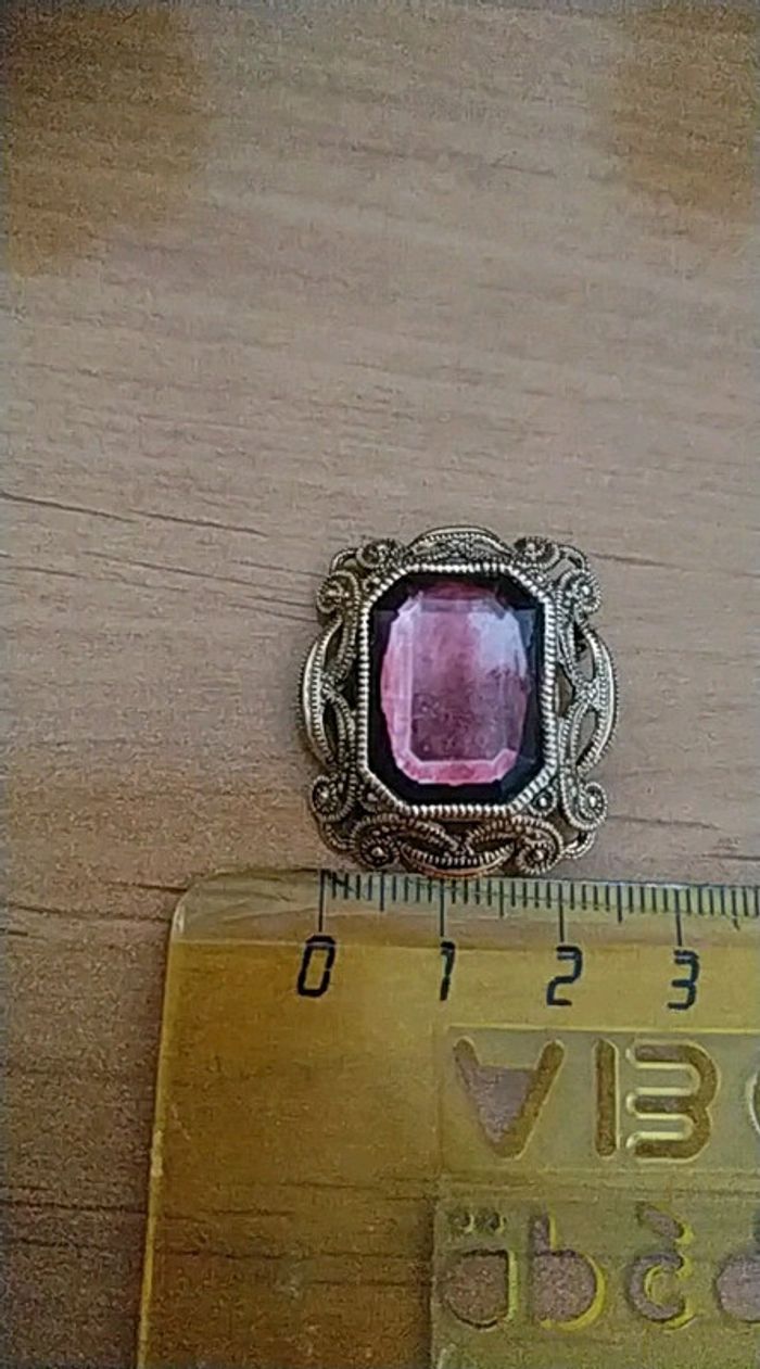 Broche ancienne pierre rose violette - photo numéro 3