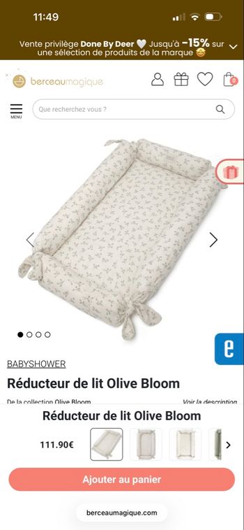 Nid d’ange/ réducteur de lit baby shower 