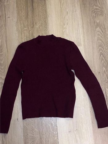 col roulé bordeaux femme cotelé