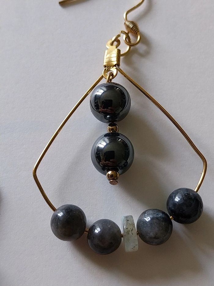 Boucle d'oreille labradorite - photo numéro 2