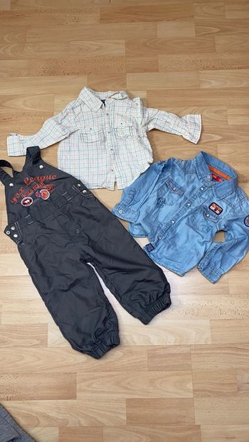 Ensemble 2 chemises et 1 salopette légère doublée garçon 18 mois NEUF