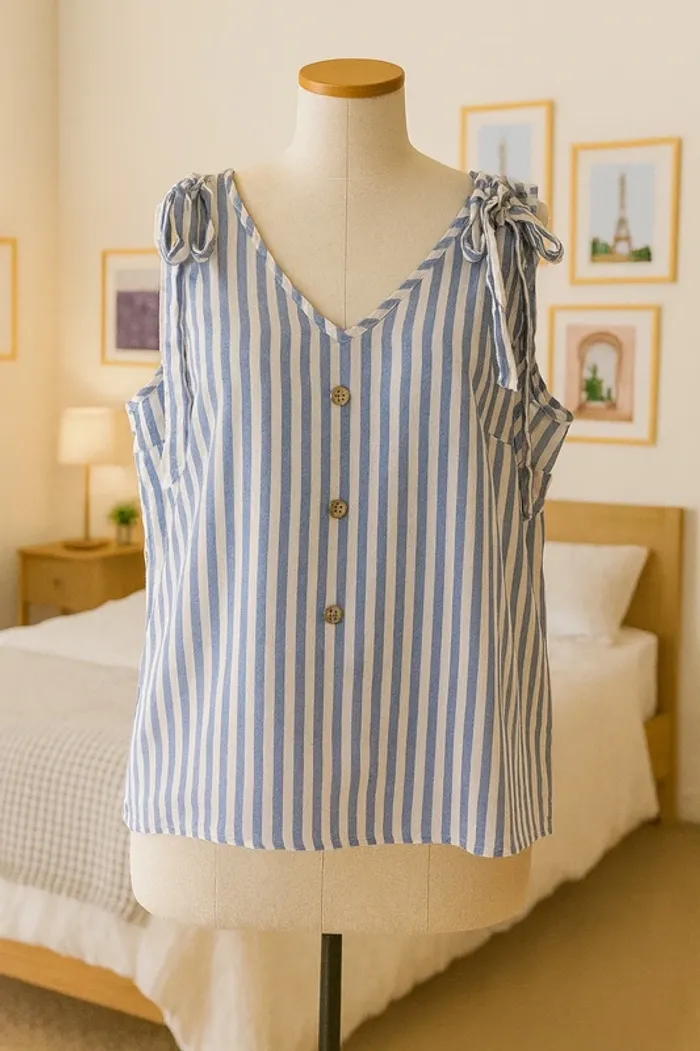 Top rayé bleu & blanc SHEIN