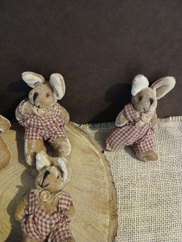 Lot de 8 lapins lapines petites peluches encienne - photo numéro 5