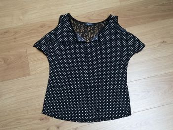 Haut noir à pois blanc Taille S