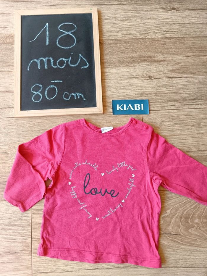 T-shirt manches longues rose Kiabi - photo numéro 2
