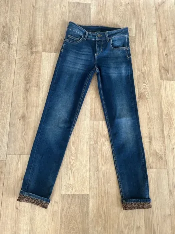 Liu jo jean bleu brut, bas de jambes, imprimé léopard